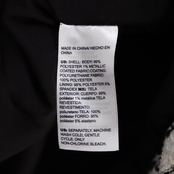 CHICO'S Tweed Faux Leather Trim Jacket Blazer Single Hook Closure Size 1/US 8 - Picture 7 of 7